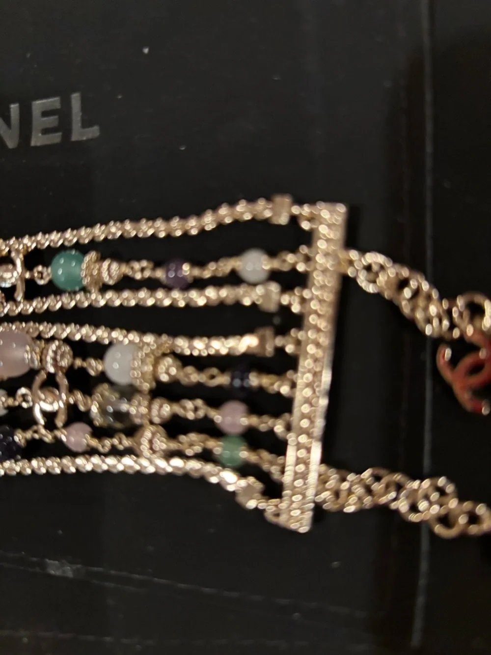 Chanel Multicolor Beaded Gold-Tone Bracelet - Picture 3 of 11